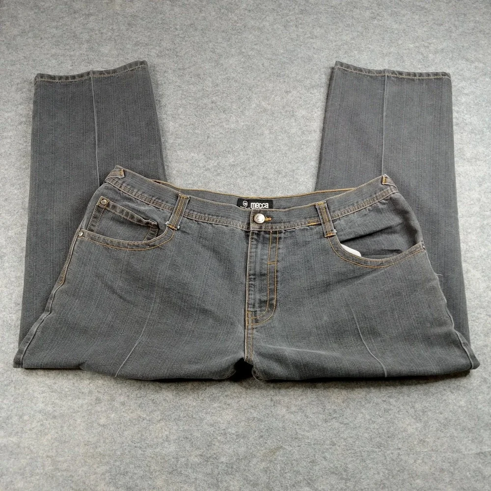 Mecca Jeans Mens 46x32 Gray Denim‎ Straight Leg Relaxed Fit Big & Tall 5-Pocket